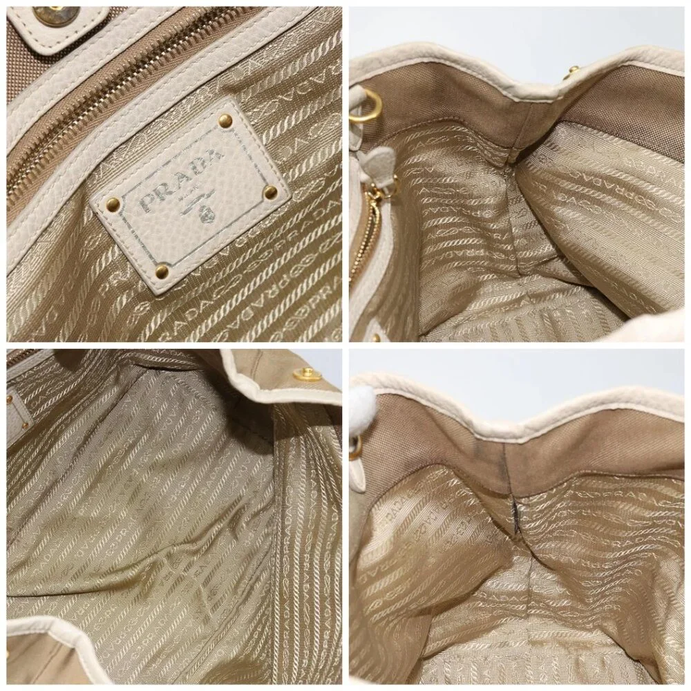 PRADA Hand Bag Canvas Beige Gold Auth - Picture 13 of 15